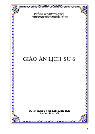 Giáo án Lịch sử 6 - Tiết 1-35 - Năm học 2020-2021 - Nguyễn Thị Thanh Tâm