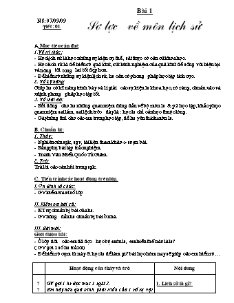 Giáo án Lịch sử 6 - Tiết 1, Bài 1: Sơ lược về môn lịch sử