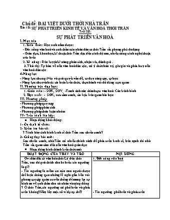 Giáo án Lịch sử 7 - Tiết 28, Bài 15: Sự phát triển kinh tế và văn hóa thời Trần