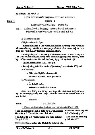 Giáo án Lịch sử 9 - Chương trình cả năm - Trường THCS Xuân Trúc