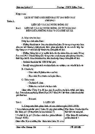 Giáo án Lịch sử Lớp 9 - Chương trình cả năm - Trường THCS Xuân Trúc