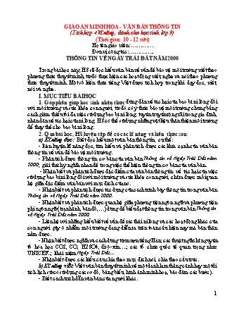 Giáo án minh họa Ngữ văn 9 - Văn bản: Thông tin về ngày Trái Đất 2000