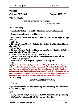 Giáo án Ngữ văn 6 - Tiết 81: Văn bản "Bức tranh của em gái tôi" - Năm học 2018-2019 - Hoàng Thị Hà