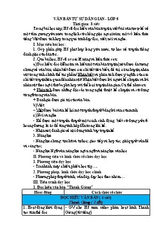 Giáo án Ngữ văn 6 - Văn bản tự sự dân gian