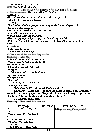 Giáo án Ngữ văn 8 theo CV417 - Tuần 21 - Năm học 2020-2021 - Trường THCS Đào Dương