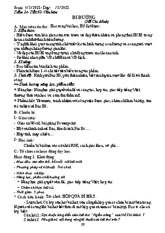 Giáo án Ngữ văn 8 theo CV417 - Tuần 24 - Năm học 2020-2021 - Trường THCS Đào Dương