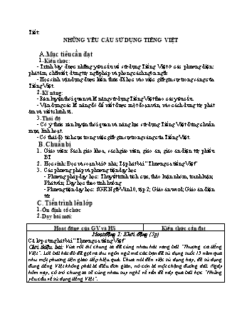 Giáo án Ngữ văn 10 - Những yêu cầu sử dụng Tiếng Việt