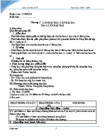 Giáo án phát triển năng lực Đại số 9 theo CV3280 - Chương trình cả năm - Năm học 2018-2019