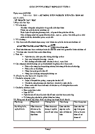 Giáo án phát triển năng lực Giải tích 12 theo CV3280 - Chương trình cả năm