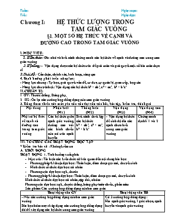 Giáo án phát triển năng lực Hình học 9 theo CV3280 - Chương 1