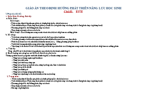 Giáo án phát triển năng lực Hóa học 12 theo CV3280 - Chương trình cả năm