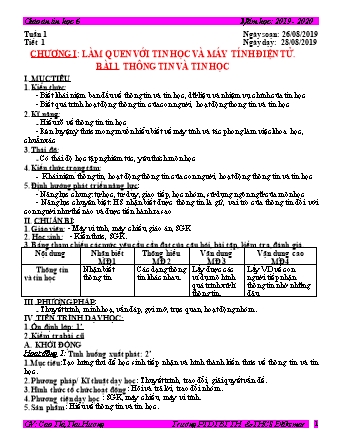 Giáo án phát triển năng lực Tin học 6 theo CV3280 - Chương trình cả năm - Năm học 2019-2020 - Cao Thị Thu Hương