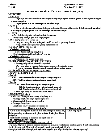 Giáo án phát triển năng lực Tin học 7 theo CV3280 - Tiết 26, Bài thực hành 5: Chỉnh sửa trang tính của em (Tiết 1) - Năm học 2019-2020