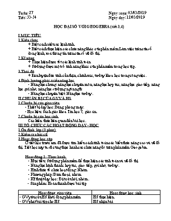 Giáo án phát triển năng lực Tin học 7 theo CV3280 - Tiết 53+54: Học đại số với Geogebra (Tiết 3+4) - Năm học 2019-2020