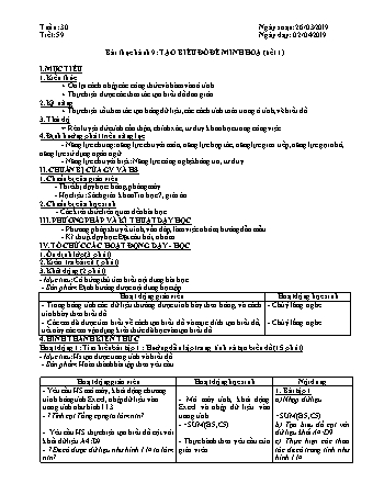 Giáo án phát triển năng lực Tin học 7 theo CV3280 - Tiết 59+60, Bài thực hành 9: Tạo biểu đồ để minh hoạ - Năm học 2019-2020