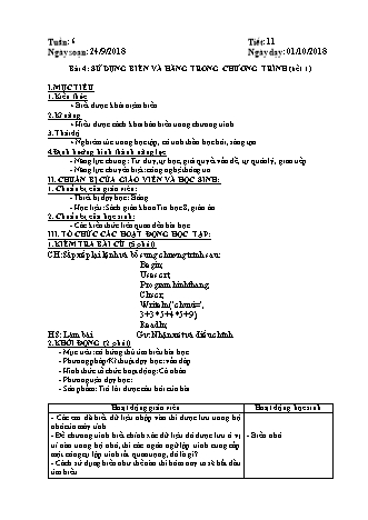 Giáo án phát triển năng lực Tin học 8 theo CV3280 - Tiết 11+12, Bài 4: Sử dụng biến và hằng trong chương trình - Năm học 2018-2019