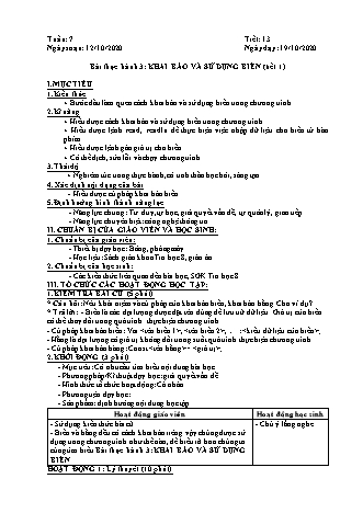 Giáo án phát triển năng lực Tin học 8 theo CV3280 - Tiết 13+14, Bài thực hành 3: Khai báo và sử dụng biến - Năm học 2020-2021