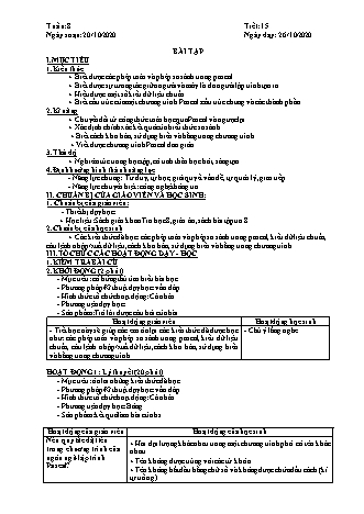 Giáo án phát triển năng lực Tin học 8 theo CV3280 - Tiết 15: Bài tập - Năm học 2020-2021