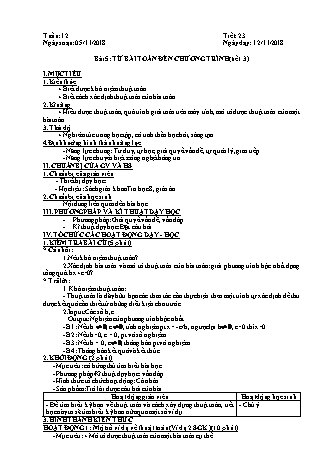 Giáo án phát triển năng lực Tin học 8 theo CV3280 - Tiết 23+24, Bài 5: Từ bài toán đến chương trình (Tiết 3+4) - Năm học 2018-2019