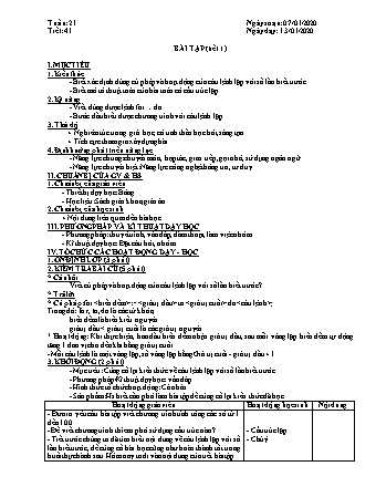 Giáo án phát triển năng lực Tin học 8 theo CV3280 - Tiết 41+42: Bài tập - Năm học 2019-2020