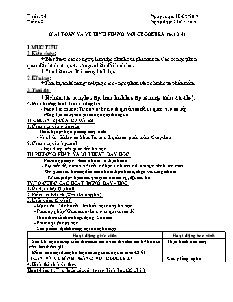 Giáo án phát triển năng lực Tin học 8 theo CV3280 - Tiết 48: Giải toán và vẽ hình phẳng với Geogebra (Tiết 4) - Năm học 2019-2020