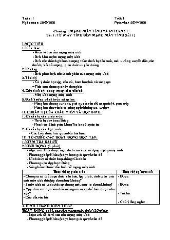 Giáo án phát triển năng lực Tin học 9 theo CV3280 - Tiết 1+2, Bài 1: Từ máy tính đến mạng máy tính - Năm học 2020-2021