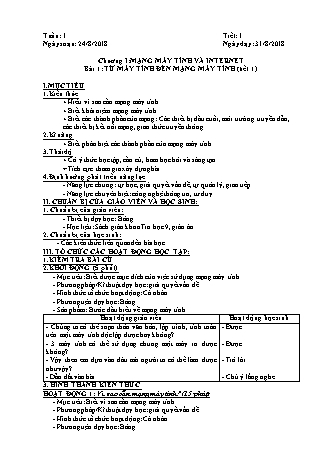 Giáo án phát triển năng lực Tin học 9 theo CV3280 - Tiết 1+2, Bài 1: Từ máy tính đến mạng máy tính - Năm học 2018-2019