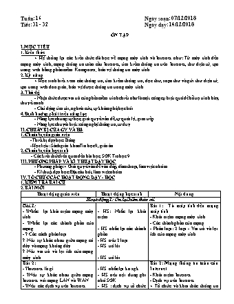 Giáo án phát triển năng lực Tin học 9 theo CV3280 - Tiết 31+32: Ôn tập - Năm học 2018-2019