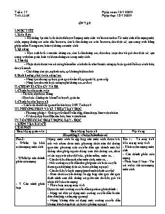 Giáo án phát triển năng lực Tin học 9 theo CV3280 - Tiết 33+34: Ôn tập - Năm học 2019-2020