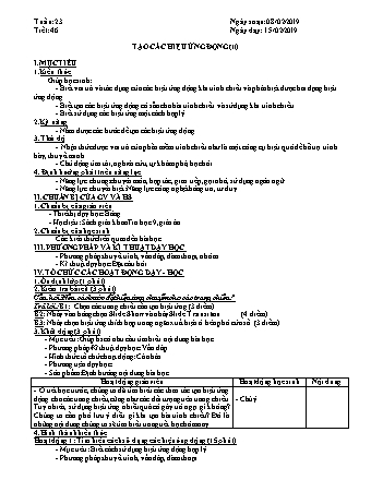 Giáo án phát triển năng lực Tin học 9 theo CV3280 - Tiết 46, Bài 12: Tạo các hiệu ứng động - Năm học 2019-2020