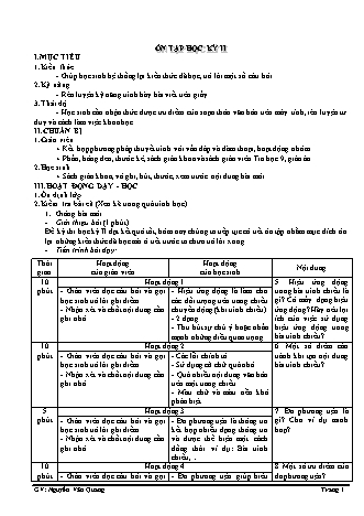 Giáo án phát triển năng lực Tin học 9 theo CV3280 - Tiết 69: Ôn tập học kì 2 - Năm học 2019-2020 - Nguyễn Văn Quang