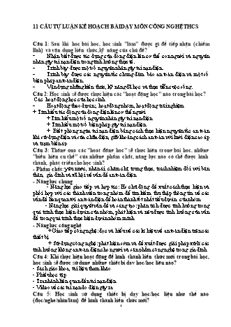 11 câu tự luận kế hoạch bài dạy môn Công nghệ THCS