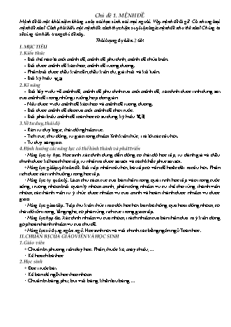 Giáo án Đại số Lớp 10 - Chương 1 - Chủ đề 1: Mệnh đề - Nguyễn Duy Chiến