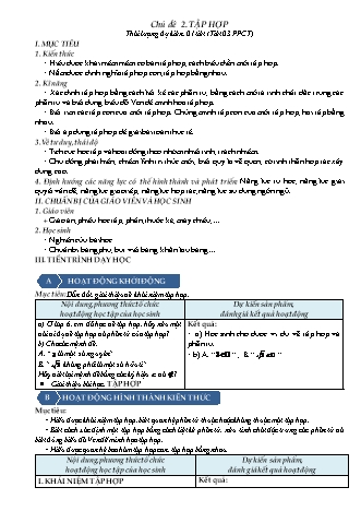 Giáo án Đại số Lớp 10 - Chương 1 - Chủ đề 2: Tập hợp