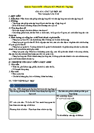 Giáo án Đại số Lớp 10 - Chương 1 - Chủ đề 4: Các tập hợp số - Nguyễn Xuân Đông