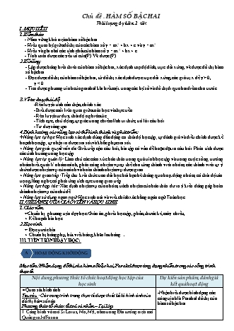 Giáo án Đại số Lớp 10 - Chương 2 - Chủ đề 3: Hàm số bậc hai