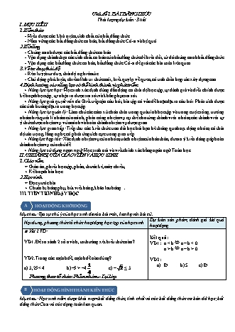 Giáo án Đại số Lớp 10 - Chương 4 - Chủ đề 1: Bất đẳng thức