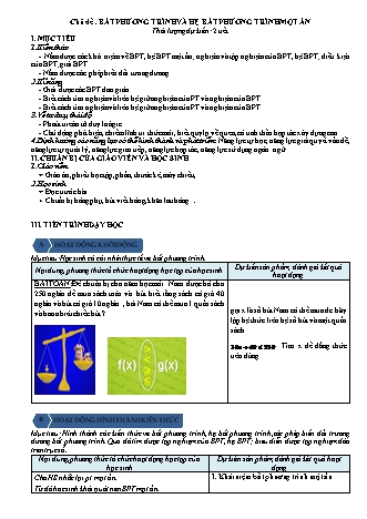 Giáo án Đại số Lớp 10 - Chương 4 - Chủ đề 2: Bất phương trình và hệ bất phương trình một ẩn