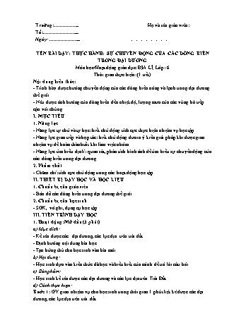Giáo án Địa lí Lớp 6 theo CV5512 - Bài 25: Thực hành sự chuyển động của các dòng biển trong đại dương