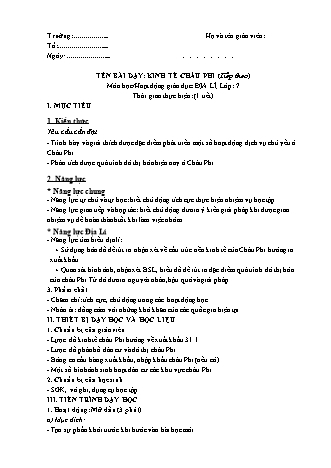 Giáo án Địa lí Lớp 7 theo CV5512 - Bài 31: Kinh tế châu Phi (Tiếp theo)