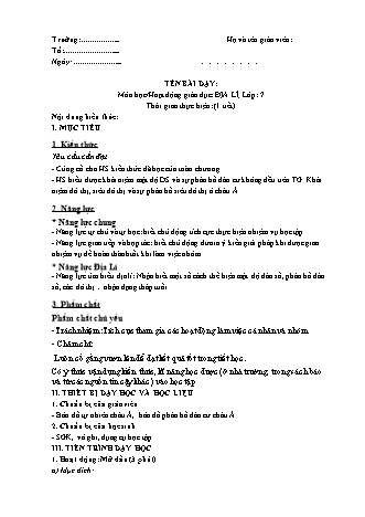 Giáo án Địa lí Lớp 7 theo CV5512 - Bài 4: Thực hành phân tích lược đồ dân số và tháp tuổi