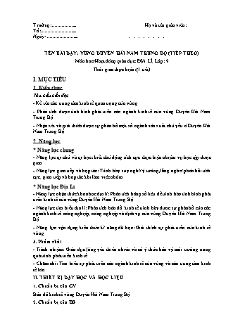 Giáo án Địa lí Lớp 9 theo CV5512 - Bài 26: Vùng duyên hải nam Trung Bộ (Tiếp theo)