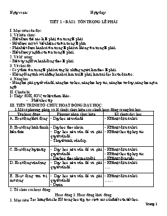 Giáo án Giáo dục công dân Lớp 8 theo CV5512 - Chương trình học kì 1