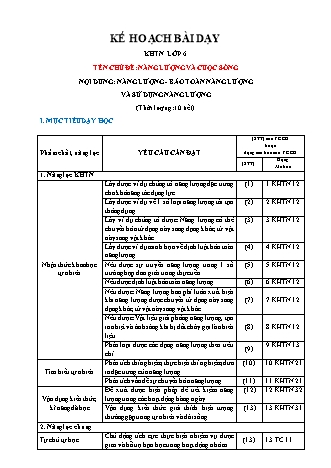 Giáo án Khoa học tự nhiên Lớp 6 Sách Chân trời sáng tạo - Phần: Vật lý - Chủ đề 2: Năng lượng và cuộc sống