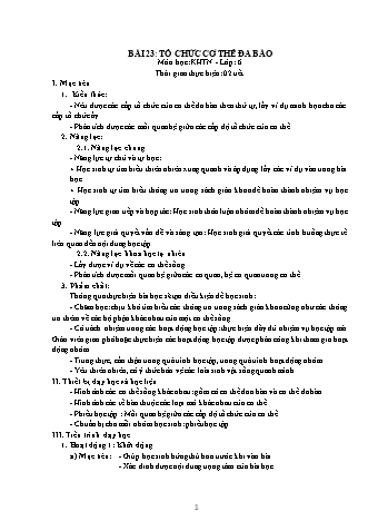 Giáo án Khoa học tự nhiên Lớp 6 Sách Kết nối tri thức với cuộc sống - Chương 6 - Bài 23: Tổ chức cơ thể đa bào