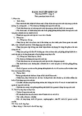 Giáo án Khoa học tự nhiên Lớp 6 Sách Kết nối tri thức với cuộc sống - Chương 7 - Bài 30: Nguyên sinh vật