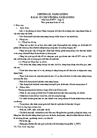 Giáo án Khoa học tự nhiên Lớp 6 Sách Kết nối tri thức với cuộc sống - Chương 9 - Bài 48: Sự chuyển hóa năng lượng