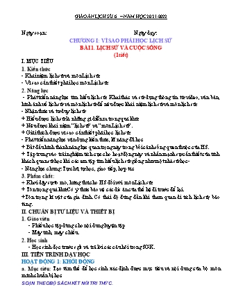 Giáo án Lịch sử Lớp 6 Sách Kết nối tri thức với cuộc sống - Chương trình học kì 1 - Năm học 2021-2022