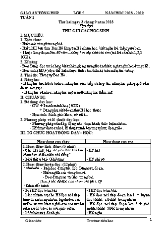 Giáo án phát triển năng lực Tổng hợp các môn Lớp 5 - Tuần 1 - Năm học 2018-2019