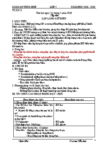 Giáo án phát triển năng lực Tổng hợp các môn Lớp 5 - Tuần 22 - Năm học 2018-2019